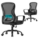 SONGMICS Chaise de Bureau Ergonomique, Chaise de Bureau Pivotante en Maille avec Support Lombaire, Accoudoir, Bureau et Chambre, Encre Noire OBN043BH02