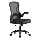 VASAGLE Chaise de bureau ergonomique, fauteuil pivotant en maille, support lombaire, fonction bascule, accoudoirs relevables, noir encre OBN042BH02