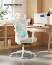 SONGMICS Chaise de bureau ergonomique, chaise de bureau, chaise d'ordinateur, chaise en maille, coussin lombaire et tête réglables, capacité de charge jusqu'à 150 kg, hauteur réglable, beige cappuccino OBN063LH01