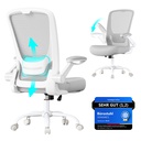 SONGMICS Chaise de Bureau Pivotante, Chaise d'Ordinateur Ergonomique en Maille, Support Lombaire, Fonction Bascule, Assise 53 cm, Accoudoirs Relevables, Gris Tourterelle OBN037G02