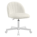 Chaise de bureau sans accoudoirs, siège de meuble-lavabo pivotant en polaire Teddy, hauteur réglable, 23,0 x 24,2 x 28,0-33,1 pouces, blanc crème