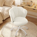 SONGMICS HOME Chaise de bureau Pétale, fauteuil pivotant en polaire Teddy, ergonomique avec roulettes, crème