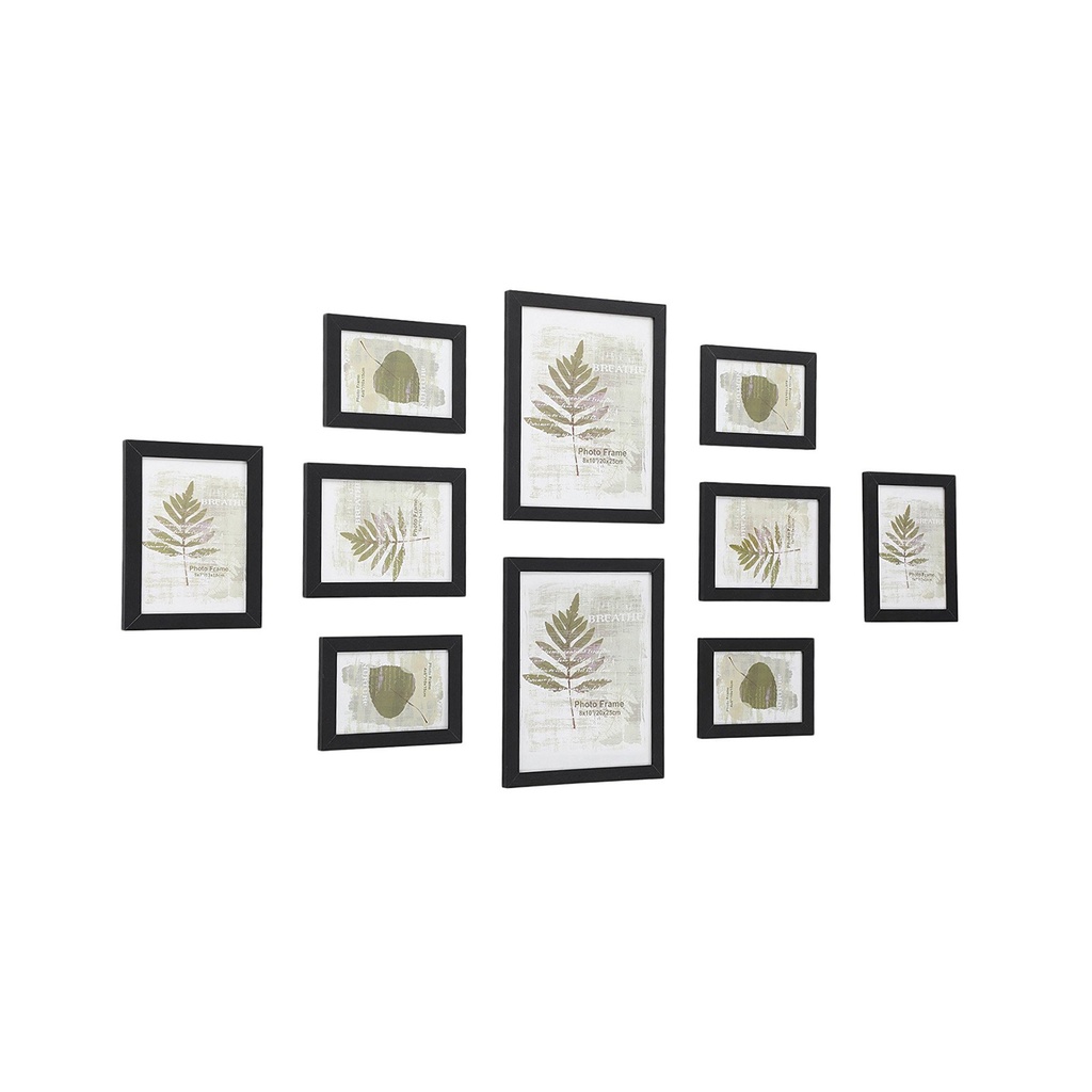 SONGMICS Cadres photo Lot de 10 cadres photo – Deux 8" x 10" (20 x 25 cm), Quatre 5" x 7" (13 x 18 cm), Quatre 4" x 6" (10 x 15 cm), Noir RPF310H