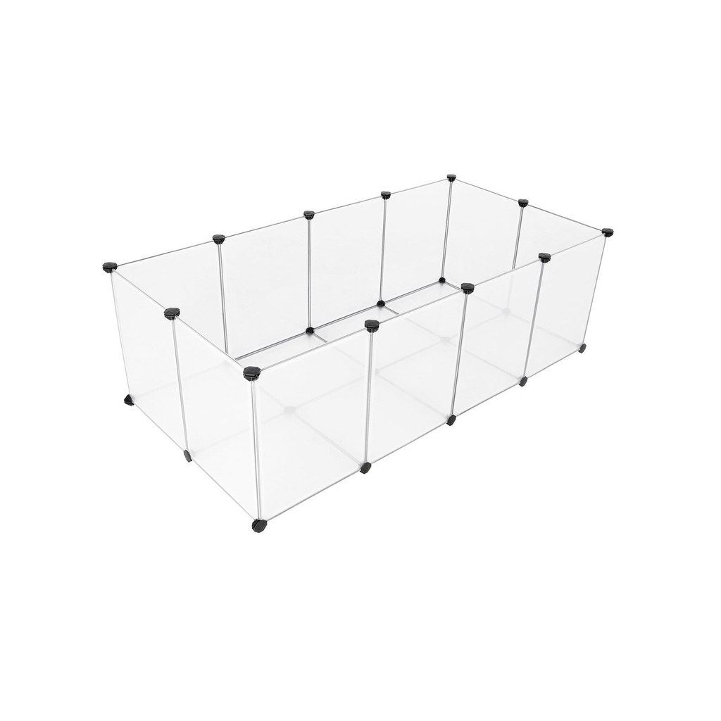 SONGMICS Parc pour animaux de compagnie, enclos et cage pour cochons d'Inde avec sol, enclos intérieur en plastique transparent pour hamsters, lapins, hérissons, habitat d'exercice pour petits animaux, blanc LPC02W