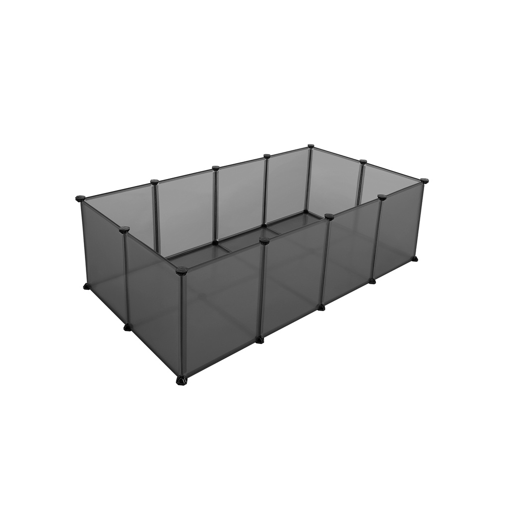 SONGMICS Parc pour animaux de compagnie, enclos et cage pour cochons d'Inde avec sol, enclos intérieur en plastique transparent pour hamsters, lapins, hérissons, habitat d'exercice pour petits animaux, gris LPC002G01