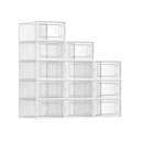 SONGMICS Boîtes à Chaussures, Lot de 12 Organisateurs de Rangement pour Chaussures Empilables, Pliables et Polyvalentes pour Baskets, Convient jusqu'à la Taille UK 10,5, Transparent et Blanc LSP12SWT