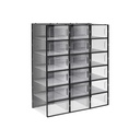 SONGMICS Shoe Boxes, Pack of 18 Stackable Shoe Storage Organisers, Foldable and Versatile for Sneakers, Fit up to UK Size 10.5, Transparent and Black LSP18SBKV1