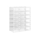 SONGMICS Boîtes à Chaussures, Lot de 18 Organisateurs de Rangement pour Chaussures Empilables, Pliables et Polyvalentes pour Baskets, Convient jusqu'à la Taille UK 10,5, Transparent et Blanc LSP18SWT