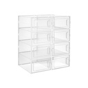 SONGMICS Boîtes à Chaussures, Pack de 8 Organisateurs de Rangement de Chaussures Empilables, Pliables et Polyvalentes pour Baskets, Convient jusqu'à la Taille UK 10,5, Transparent et Blanc LSP08SWT