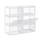 SONGMICS Boîtes à Chaussures, Lot de 6 Organisateurs de Chaussures Empilables avec Porte Transparente, Rangement à Chaussures en Plastique pour Taille UK 11, 36 x 28 x 22 cm, Transparent LSP06CW