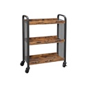 Cowjag Desserte de Style Industriel, Chariot de Cuisine, Gain de Place, avec Pieds réglables et roulettes, étagère de Cuisine, Structure en Acier, 66 x 26 x 85 cm, Marron Rustique LRC66BX