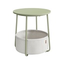 VASAGLE Petite table d'appoint ronde, table de chevet moderne avec panier en tissu, table de chevet pour salon, chambre à coucher, vert laurier et blanc crème LET223C69