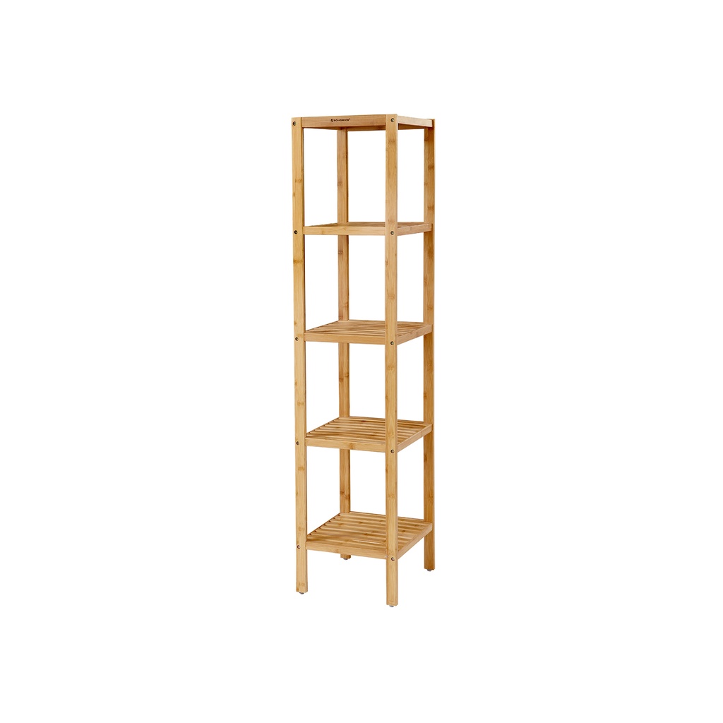 SONGMICS Étagère de salle de bain en bambou à 5 niveaux, étagère de cuisine sur pied, 33 x 33 x 146 cm (L x l x H), pour espaces étroits, salon, chambre, couloir BCB55Y
