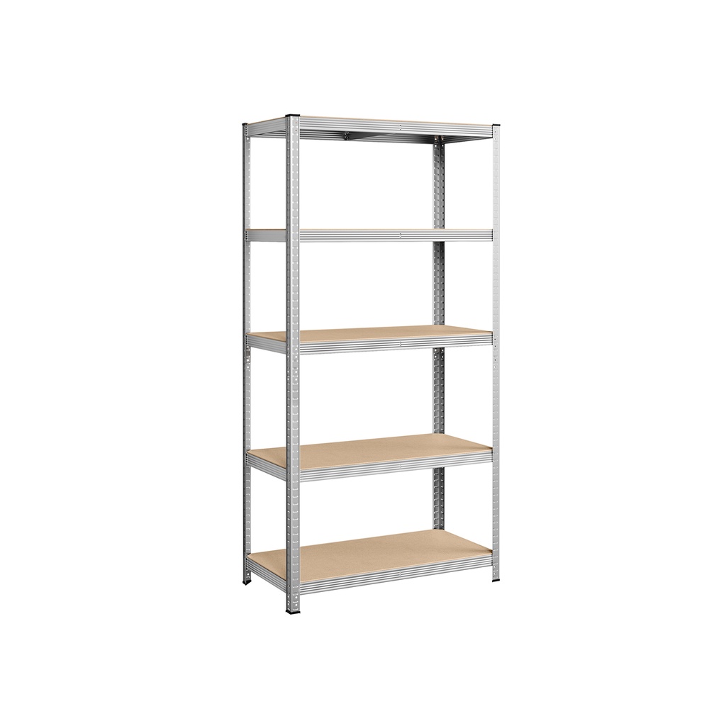 SONGMICS Etagère 5 Niveaux, Etagère de Rangement en Acier, Montage sans Outil, pour Garage, Hangar, Capacité de Charge 600 kg, 50 x 100 x 200 cm, Argent GLR050E01