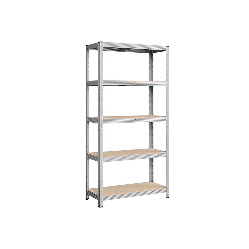 SONGMICS 5-Tier Shelving Unit, Steel Shelving Unit for Storage, Tool-Free Assembly, for Garage, Shed, Load Capacity 875 kg, 40 x 90 x 180 cm, Silver GLR40SV