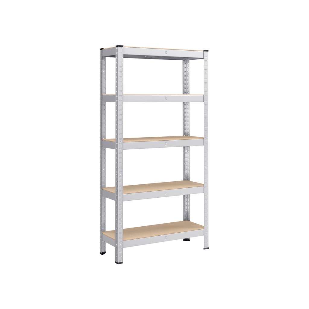 SONGMICS Etagère 5 Niveaux, Etagère de Rangement en Acier, Montage sans Boulon, pour Garage, Hangar, Capacité de Charge 650 kg, 30 x 75 x 150 cm, Argent GLR030E01