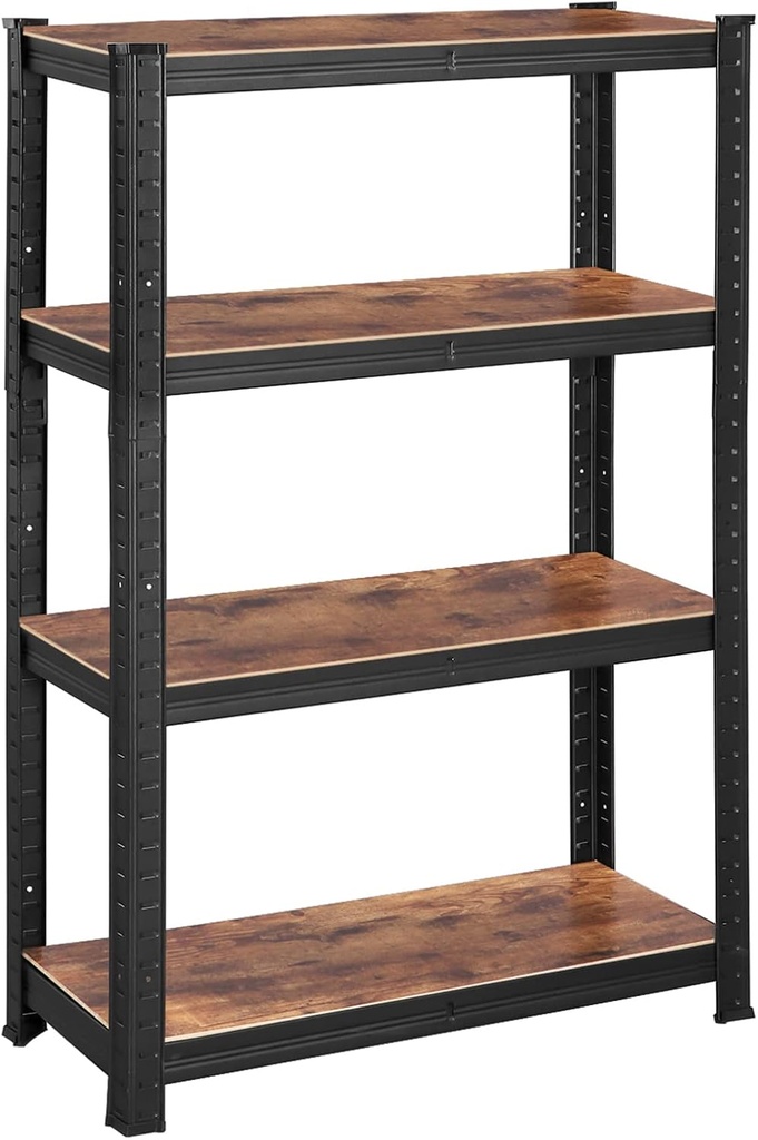 VASAGLE Étagère industrielle, 40 x 80 x 160 cm, capacité 520 kg, étagères réglables, pour salon, garage, marron rustique et noir GLR044B11