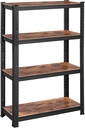 VASAGLE Étagère industrielle, 40 x 80 x 160 cm, capacité 520 kg, étagères réglables, pour salon, garage, marron rustique et noir GLR044B11