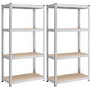 Lot de 2 étagères en acier et planches MDF avec possibilité de division, réglage en hauteur tous les 3 cm, renforts et couvre pieds de protection