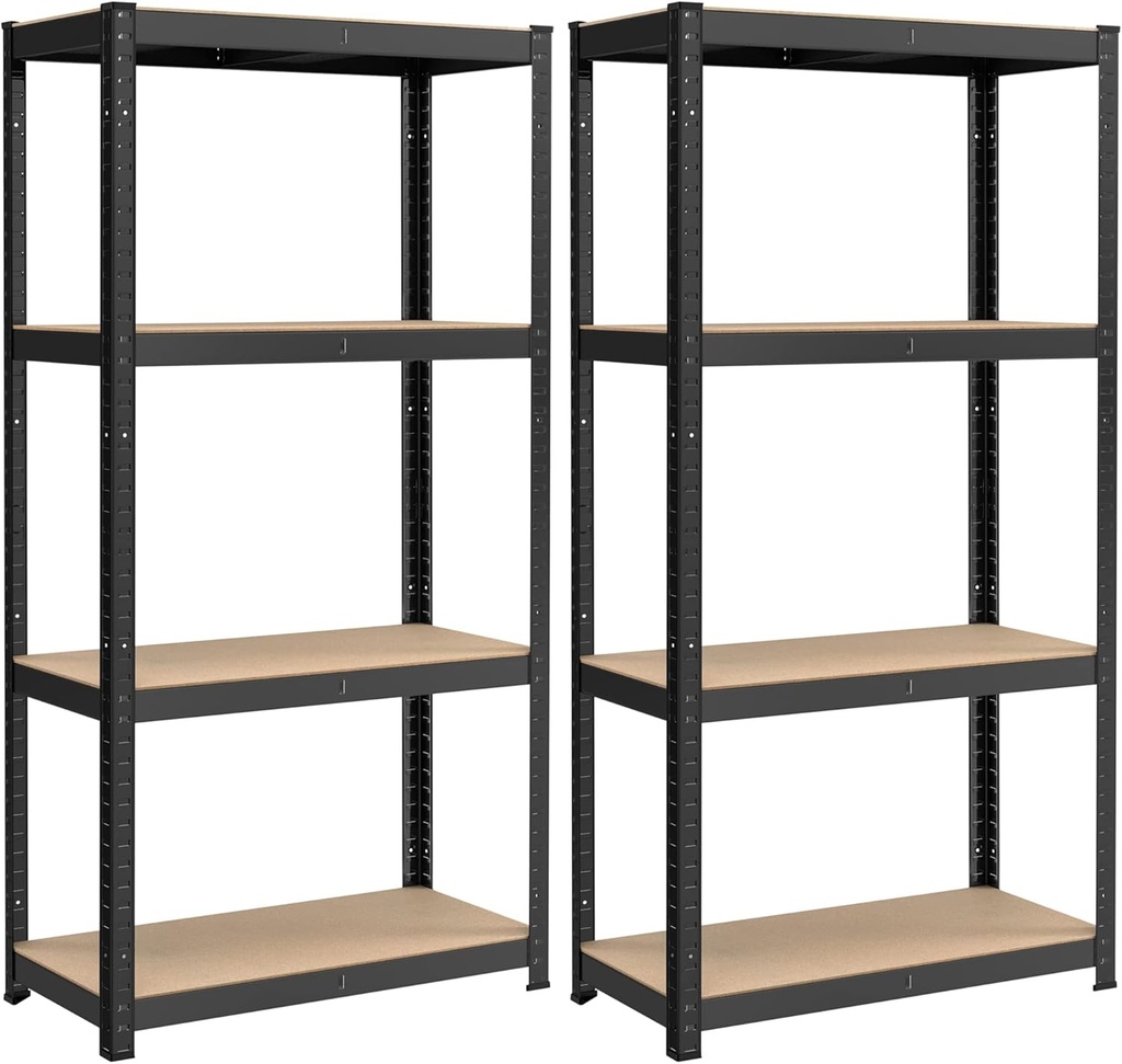 SONGMICS Schwerlastregal, 2er Set, Kellerregal, Lagerregal, 40 x 80 x 160 cm, Regal mit Stahlgestell, jusqu'à 520 kg belastbar, 4 versstellbare Ablagen, schwarz GLR048BZ01