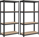 SONGMICS Schwerlastregal, 2er Set, Kellerregal, Lagerregal, 40 x 80 x 160 cm, Regal mit Stahlgestell, jusqu'à 520 kg belastbar, 4 versstellbare Ablagen, schwarz GLR048BZ01