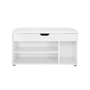VASAGLE Banc à chaussures en bois, siège de rangement Paaed, meuble de couloir avec 2 étagères et un coffre caché, blanc LHS30W