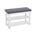 SONGMICS Banc à chaussures en bambou, étagère à chaussures à 2 niveaux, organisateur de chaussures stable pour entrée, salon, banquette pouvant supporter jusqu'à 150 kg, 71 x 29 x 49 cm, blanc et gris LBS604W01