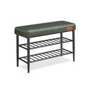 VASAGLE EKHO Collection LSB054C01 Banc à chaussures, siège, entrée, simili cuir, coutures, style années 60, moderne, charge maximale 135 kg, 30 x 80 x 50 cm, vert forêt