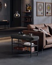 VASAGLE EKHO Collection LSB054B01 Banc à chaussures, siège, entrée, simili cuir, coutures, style années 60, moderne, charge maximale 135 kg, 30 x 80 x 50 cm, noir encre
