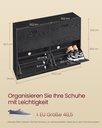 VASAGLE Meuble à Chaussures à 4 Rabats Séparateur de Rangement pour Chaussures réglable pour 16 à 28 Paires de Chaussures Couloir 24 x 105,5 x 82,7 cm Noir ébène LBC035B01