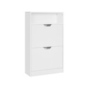 VASAGLE LBC040W01V1 Meuble à Chaussures avec 2 Compartiments pour Couloir, Salon, Chambre, 60 x 24 x 102 cm, Blanc