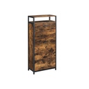 VASAGLE Shoe Cabinet With 3 Flip Doors, Storage Rack with Open Compartment, Internal Dividers, for 15-18 Pairs of Shoes, 60 x 30 x 130 cm, Rustic Brown and Black LBS101B01