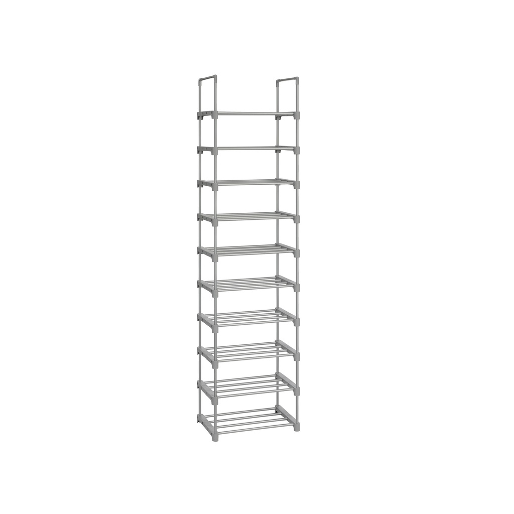 SONGMICS Étagère à Chaussures, Organisateur de Rangement pour Chaussures en Métal à 10 Niveaux, Design Personnalisable, Structure en Métal, Étagère Peu encombrante, pour Dressing, Couloir, 30 x 45 x 174 cm, Gris LSA025G02