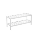 SONGMICS Étagère à Chaussures à 2 Niveaux en Bambou Naturel, Etagère pour Chaussures Plantes Livres, pour Salon Couloir Chambre Salle de Bain, 70 x 26 x 33 cm, Blanc LBS02WT