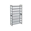 SONGMICS Étagère à chaussures à 8 niveaux, lot de 2 organisateurs de chaussures empilables à 4 niveaux, étagère à chaussures en maille d'acier, étagères plates ou inclinées réglables, gris froid LMR08GB