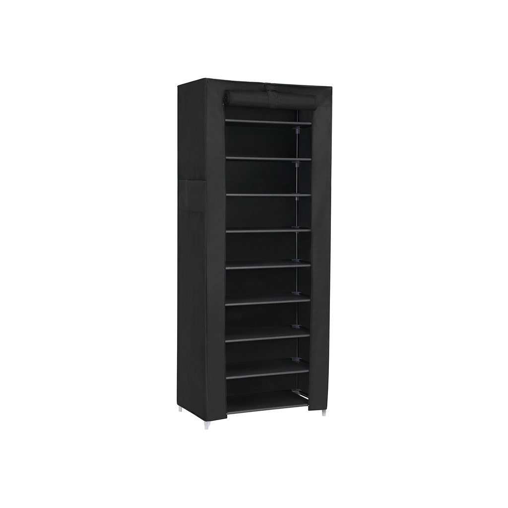 [RXJ10H] SONGMICS Étagère en Tissu à 10 Niveaux, Organisateur de Chaussures, Grande capacité, Montage Facile, Antipoussière, 58 x 28 x 160 cm, Noir RXJ10H