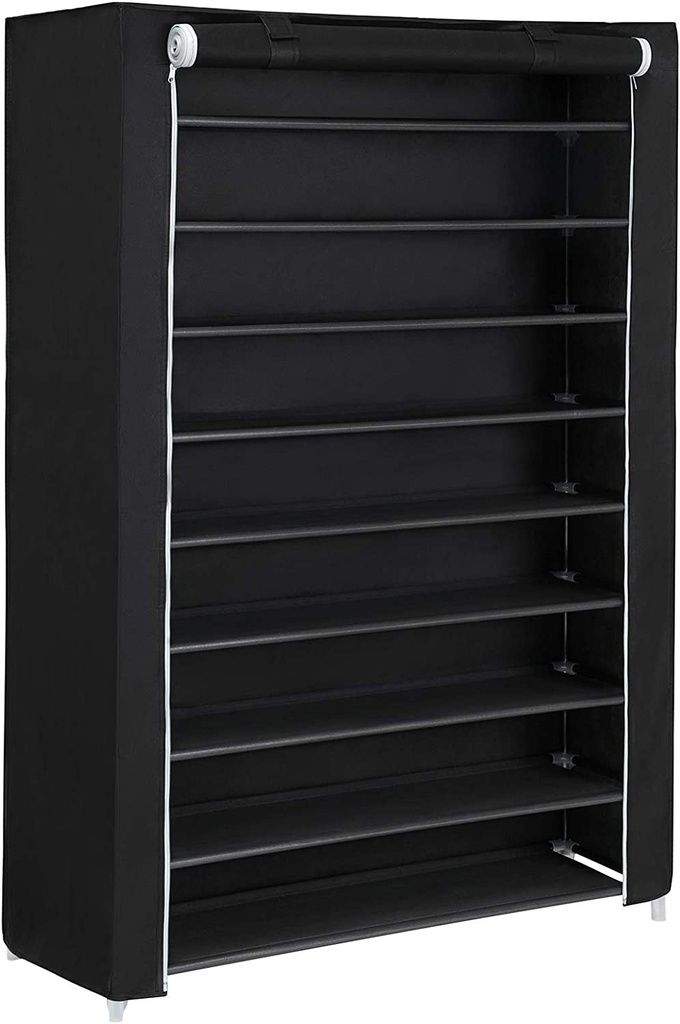 SONGMICS Étagère à chaussures à 10 niveaux, étagère à chaussures pour jusqu'à 54 paires de chaussures, organisateur de rangement sur pied, armoire, 100 x 28 x 162 cm, noir RXJ00H