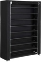 SONGMICS Étagère à chaussures à 10 niveaux, étagère à chaussures pour jusqu'à 54 paires de chaussures, organisateur de rangement sur pied, armoire, 100 x 28 x 162 cm, noir RXJ00H