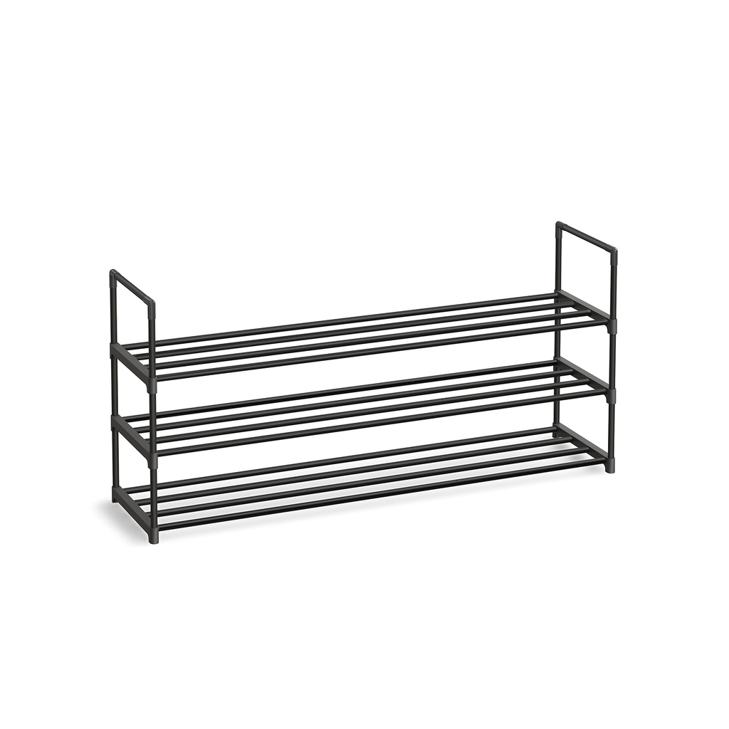 SONGMICS Étagère à Chaussures à 3 Niveaux, Organisateur de Rangement pour Chaussures, Étagère de Rangement en Métal, Peut Contenir 15 à 18 Paires de Chaussures, Étagère à Chaussures Empilable, pour Couloir, Salon, Chambre, 116 x 30 x 55 cm, Noir LSA033B01