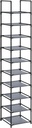 SONGMICS Étagère à Chaussures à 10 Niveaux, Meuble à Chaussures, Rangement à Chaussures Peu Encombrant, 33 x 33 x 173 cm, Structure en métal, Etagères en Tissu Non Tissé, pour Couloir, Chambre, Gris LSR110G01