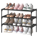 SONGMICS Étagère à chaussures, organisateur de rangement de chaussures à 3 niveaux, peu encombrant, entrée, cadre en métal, étagères en tissu non tissé, noir encre ULSH023BH01