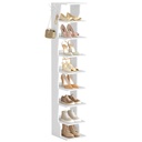 VASAGLE Slim Shoe Rack, Narrow Shoe Storage Organiser, 9-Tier Shoe Stand, for Small Spaces, Hallway, Cloakroom, Matte White LBS210WB01