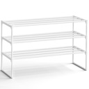 SONGMICS Étagère à chaussures à 3 niveaux, organisateur étroit, étagère en métal pour couloir, salon, placard, empilable, capacité 16 à 20 paires, 30 x 92 x 55 cm, blanc perle LSA303W03