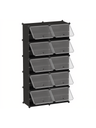 Meuble à chaussures modulaire, organisateur à 10 compartiments avec portes, panneaux en plastique et cadre en acier, entrée, noir