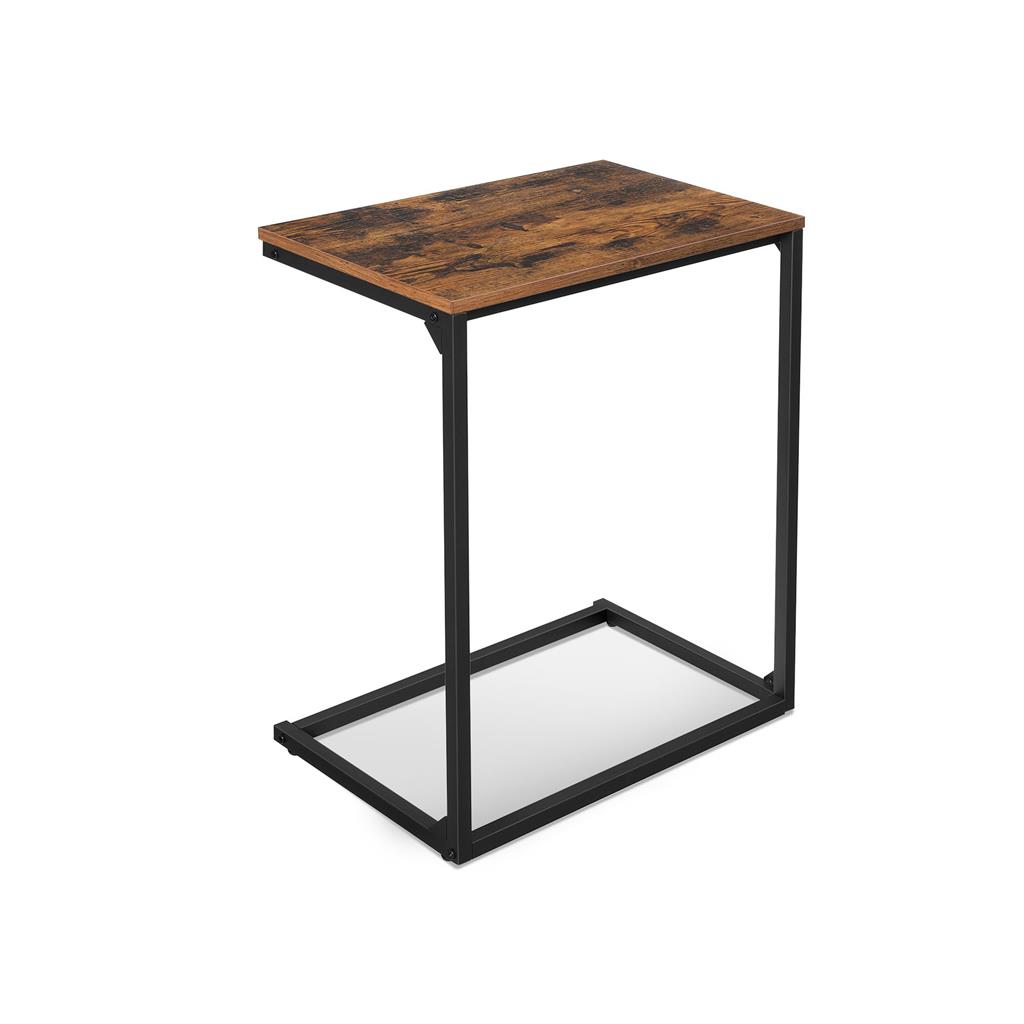 [LNT52BX] VASAGLE Table d'appoint, petite table de canapé, table d'appoint, table pour ordinateur portable, pour chambre à coucher, salon, travail au lit ou sur le canapé, structure simple, stable, style industriel, marron rustique et noir LNT52BX