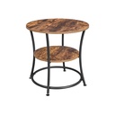 VASAGLE Side Table Round, End Table with 2 Shelves, Living Room, Bedroom, Easy Assembly, Metal, Industrial Design, Rustic Brown LET56BX