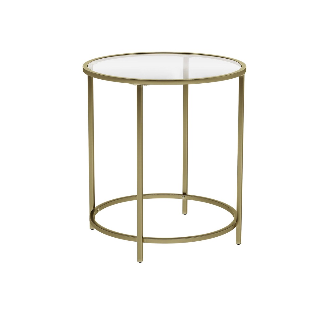 [LGT20G] VASAGLE Table d'appoint ronde en verre trempé, cadre doré LGT20G