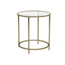 VASAGLE Table d'appoint ronde en verre trempé, cadre doré LGT20G