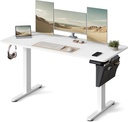 SONGMICS LSD134W01 Bureau électrique réglable en hauteur, 60 x 140 x 72-120 cm, fonction mémoire avec 4 hauteurs, pour bureau à domicile, bureau, blanc nuage