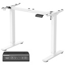 VASAGLE Bureau assis-debout électrique réglable en hauteur, support de table sans plateau avec 2 crochets, 3 fonctions de mémoire de hauteur, acier, blanc mat LSD021W01